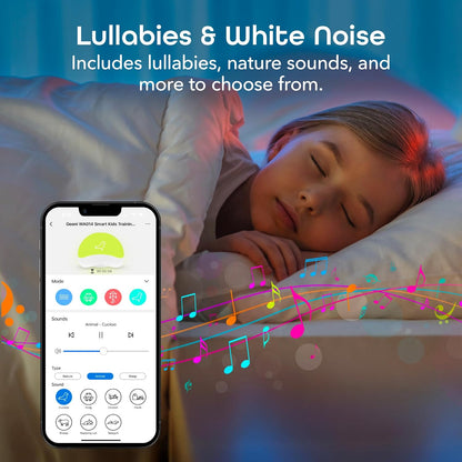 25 Geeni Rise and Shine Baby White Noise Machine with Night Light, Soothing Sounds, RGB Colors, Customizable Sleep