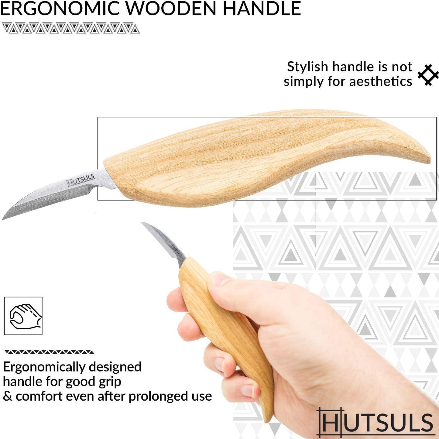 Hutsuls Wood Whittling Kit for Beginners - Razor Sharp Wood Carving Knife Set in Beautifully Designed Gift Box, Whittling Knife for Kids and Adults (8 Pieces)