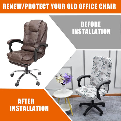 CRFATOP Stretch Computer Office Chair Cover with Durable Zipper, Universal High Back Chair Slipcover