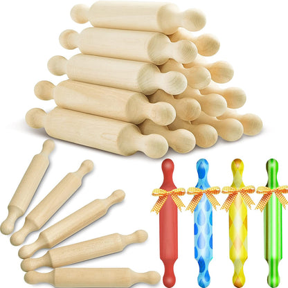 15 (7 Inches) Suclain Pcs Wooden Mini Rolling Pin Long Kitchen Baking Small Dough Rolling Pin for Children Fondant