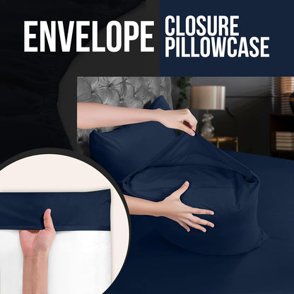 Utopia Bedding Standard Pillow Cases - Soft Brushed Microfiber - 4 Pack, Navy, 20 x 26 Inches
