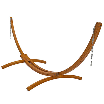 Sunnydaze Curved Wood Hammock Stand Only - 2-Person Wooden Hammock Stand for Outside with 400-Pound Capacity- 12-Foot