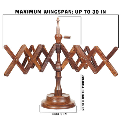Bhartiya Handicrafts Wooden Yarn Ball Winder & Table Top Swift Set, Hand Operated Rosewood Combo Winder, Large Capacity 8 to 10 oz Yarn Fiber Winder, Wool String Swift Winder (Rosewood Winder & Swift)