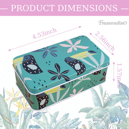 Framendino, 5 Pack Mini Tinplate Tin Boxes Rainforest Pattern Trinket Jewelry Coin Containers for Jewelry Storage Case (Random Color)