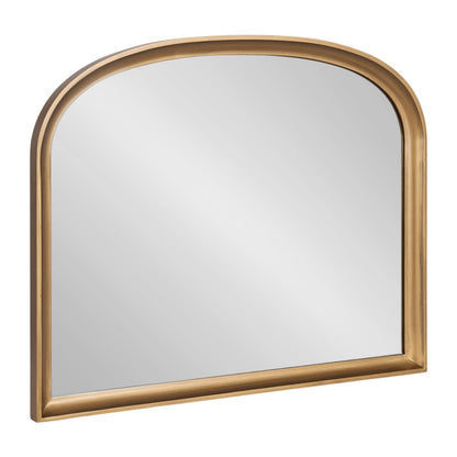 Kate and Laurel Hatherleigh Modern Arched Wooden Wall Mirror, 34 x 28, Gold, Decorative Wood Basket Arch Mirror for Use as Vanity Bathroom Accent or Living Room Mantel Decor