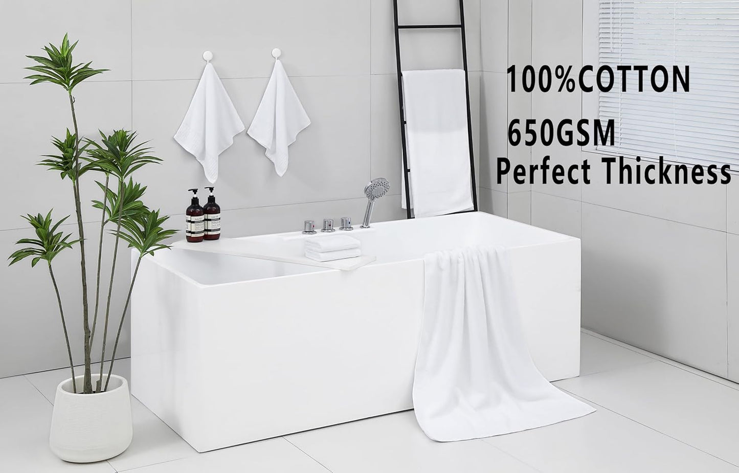 27.5x55 Inches Set 6 100 650GSM 6pieces) YTYC Luxury Bath Towels of Large, Percent Cotton Super Absorbent Soft Shower