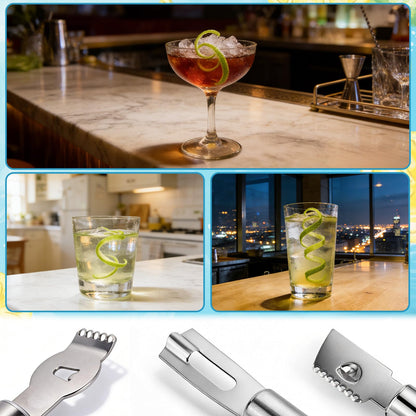 3pcs Lemon Zester, Peeler & Channel Knife Set, Stainless Steel Citrus Fruit Peeler Zester Grater Tool Practical Kitchen Bar Cutter Tool for Cocktail Garnishes Food Presentation