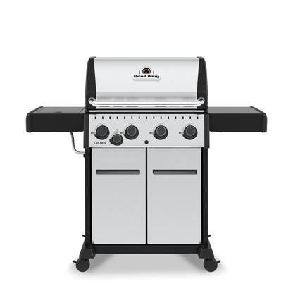 Broil King 865364 Crown S 440 4-Burner Propane Gas Grill in Stainless Steel with Side Burner