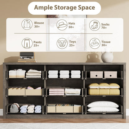 GarveeHome 9 Drawer Dresser for Bedroom, Wide Modern Chest of Drawers, Large Wood Dresser Wooden Storage Organizer for Living Room, Hallway Entryway