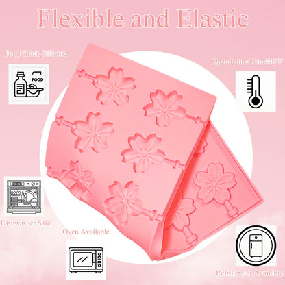 3Pcs Lollipop Mold Kit, 36 Capacity CHELIZIYA 3 Shapes Pink Silicone Candy Molds, Non-Stick Silicone Flower Chocolate Mold with 100Pcs Sticks, 100Pcs Bags, 100Pcs Ties for Party