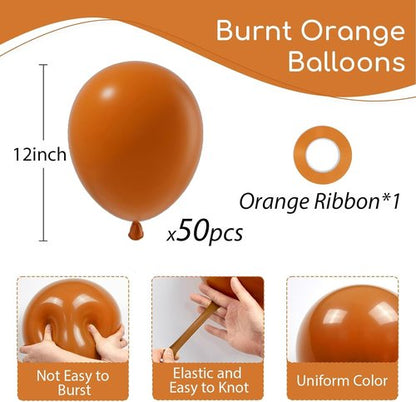 Burnt Orange Balloons | 12-Inch Latex Balloons - 50 Pack for Fall-Themed Events & Celebrations