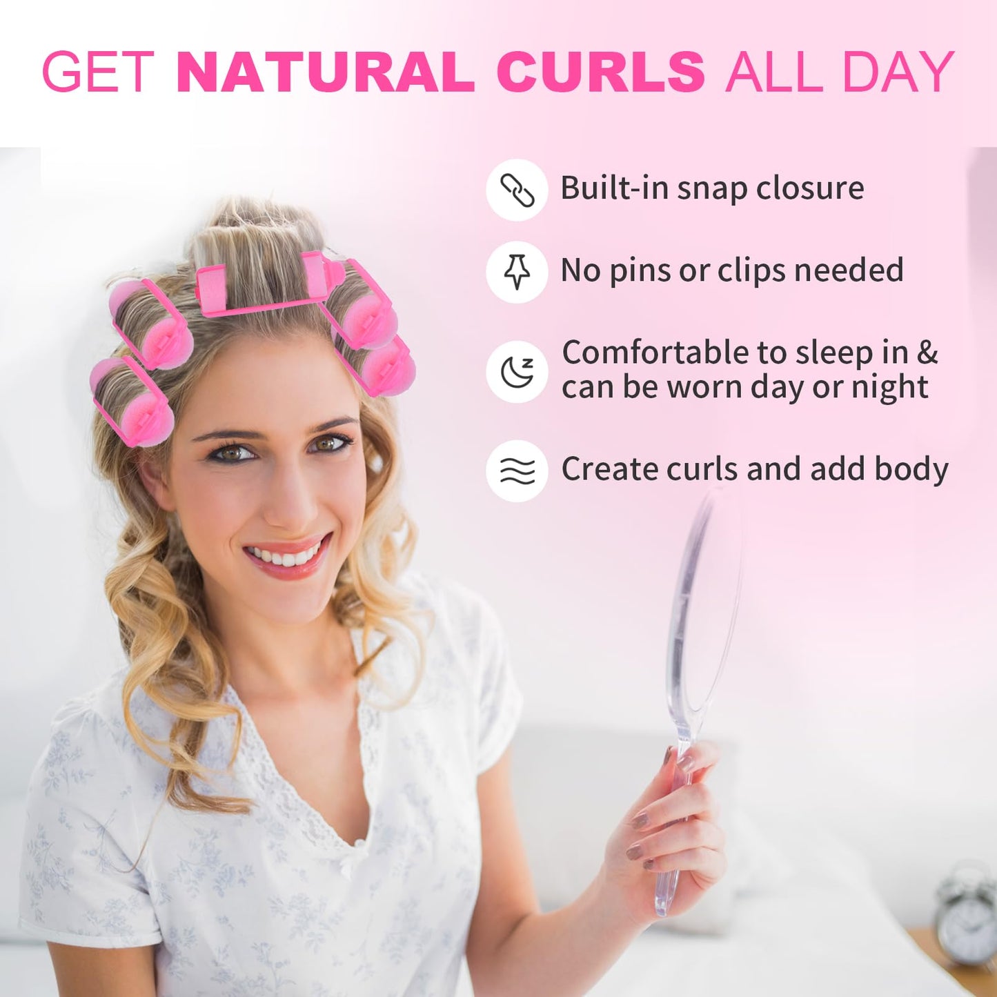36 Pieces Foam Sponge Hair Rollers - Soft Sleeping Flexible Styling Curlers for Hair Styling (Pink)