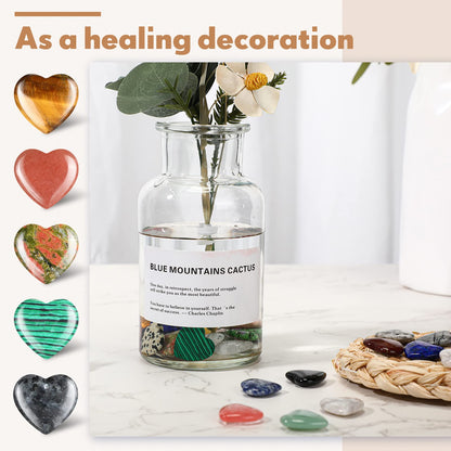 Nuenen 40 Pcs 0.8 Inch Heart Shaped Crystal Worry Stone Bulk Heart Rock Tiny Trinkets Healing Crystal Gemstone Employee Appreciation Gifts Palm Pocket Love Carved Rock for Mom Women Meditation