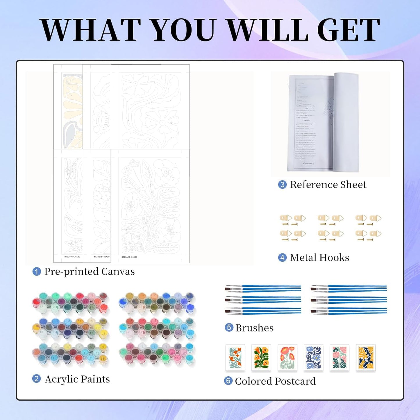 6 Pack Paint by Numbers Kit for Adults and Kids Beginner, Flower Adult Paint by Number Kits on Canvas, Easy Flowers DIY Acrylic Oil Painting by Numbers Kits Perfect for Home Wall Decor 8 x 12 Inch