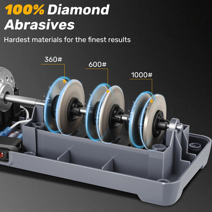 Enutogo Knife Sharpener, 3-Stage Electric Knife Sharpener for Kitchen Knives, 100% Diamond Abrasive with Quick Sharpening & Polishing, Professional Sharpening Tool with Metal Dust Collection Box