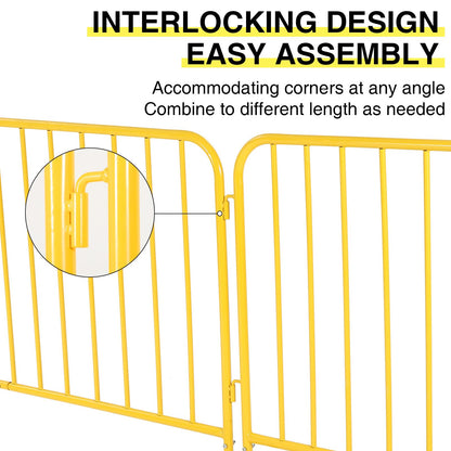 7.5FT Heavy Duty Galvanized Steel Interlinked Safety Barricade – Removable Feet, Portable, Weather Resistant Barrier for Crowd Control, Events, Construction, Facility Security