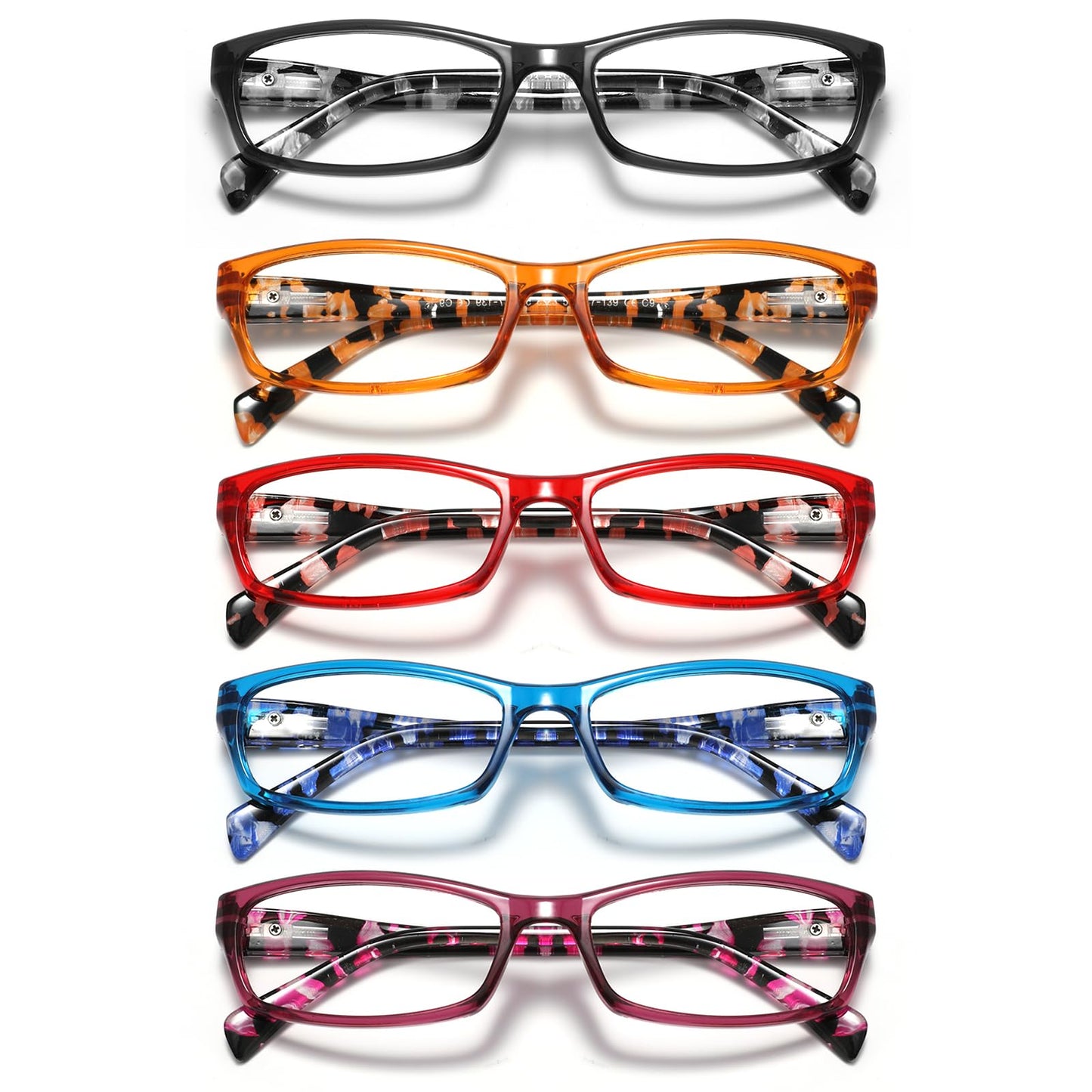 kunchu 5 Pack Reading Glasses for Women - Blue Light Blocking Spring Hinge Computer Readers Anti Glare UV Eyeglasses (MIX2, 1.5)