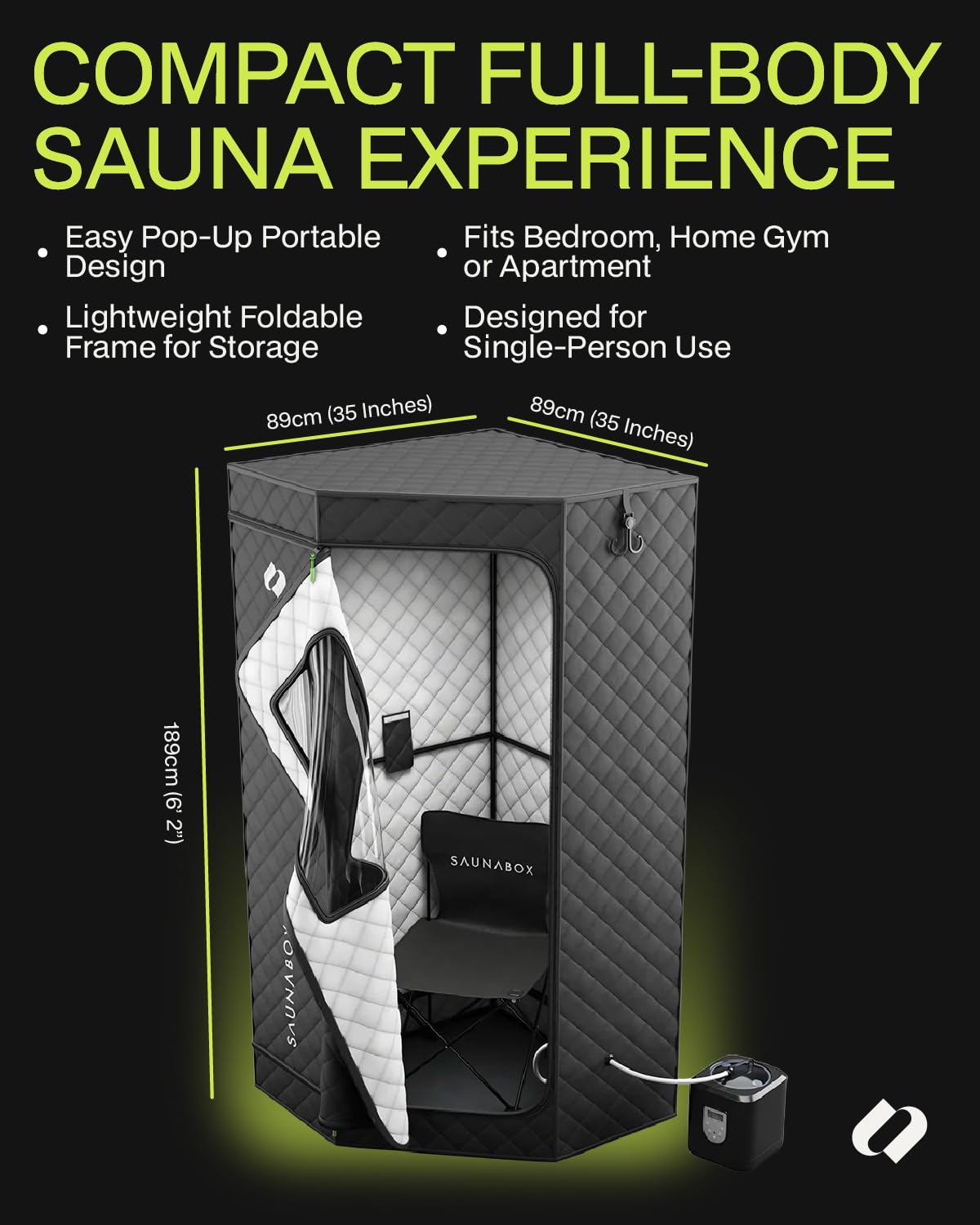SAUNABOX® SmartSteam Pro Portable Steam Sauna with Red Light Therapy (660–850nm) | Home Sauna Tent with App Control | Insulated Sauna Pod, 140°F Heat, Full Body Steam Sauna for Relaxation & Recovery