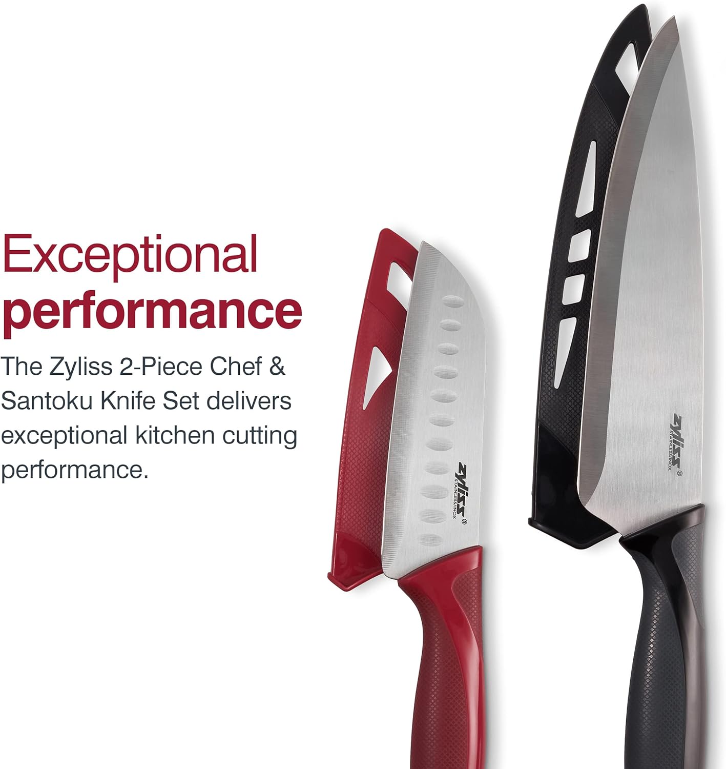 Zyliss Utility Kitchen Knives with Sheath Covers - Dishwasher Safe Stainless Steel Knives for Cutting Meat, Vegetables,