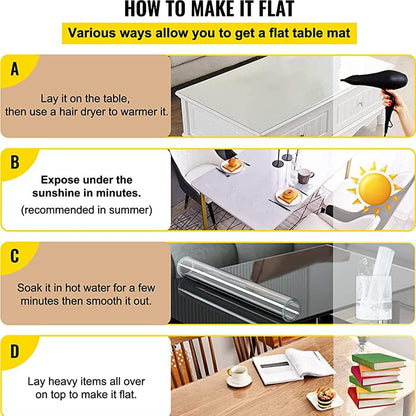 12 24 Inch, 1.5mm Clear Table Cover Protector x Thick Plastic Desk Protector Mat, Rectangular Waterproof PVC Clear