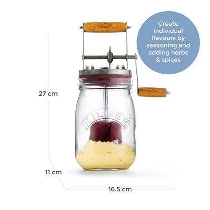 Kilner Vintage Glass Butter Churn; Delicious Homemade Butter in as Little as Ten Minutes; Large 34-Fluid Ounce Capacity Butter Churner, 1 EA