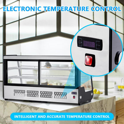 PeacefulHues Commercial Display Refrigerator 6.9 Cu Ft, Countertop Refrigerated Display Case with LED Lighting for Bakery, Cafe, 110V/190W