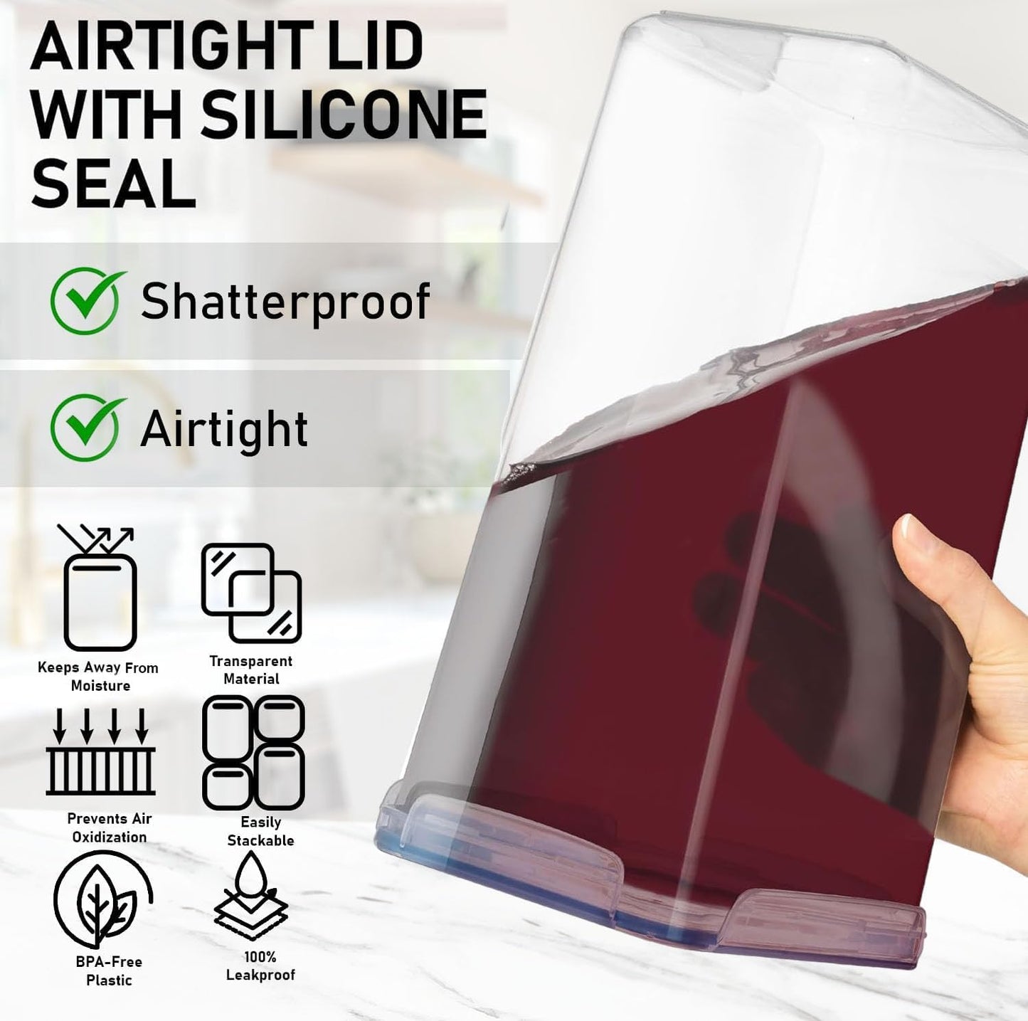 2 [8.5L 287 Oz] Flour Storage Container PC / Extra Large Food Storage Containers with Lids - Airtight, Leak Proof