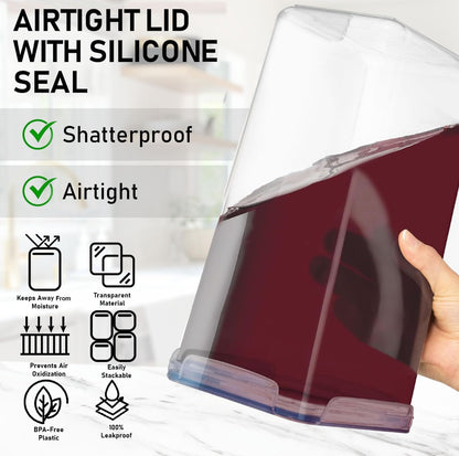 2 [8.5L 287 Oz] Flour Storage Container PC / Extra Large Food Storage Containers with Lids - Airtight, Leak Proof