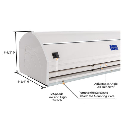 Awoco 36" Elegant 2 Speeds 900CFM Commercial Indoor Air Curtain, UL Certified, 120V Unheated - Magnetic Door Switch Included