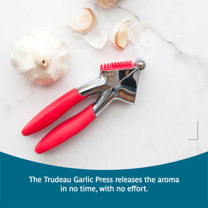 Trudeau Garlic Press - Effortless Garlic Crusher with Built-In Cleaning Aid, Large Garlic Chamber, Comfortable Ergonomic Handle, BPA-Free & Dishwasher-Safe - Quick and Easy Meal Preparation