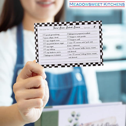 Meadowsweet Kitchens Recipe Card Set: 25 Double-Sided Recipe Cards 4 x 6 Inch for a Recipe Card Box