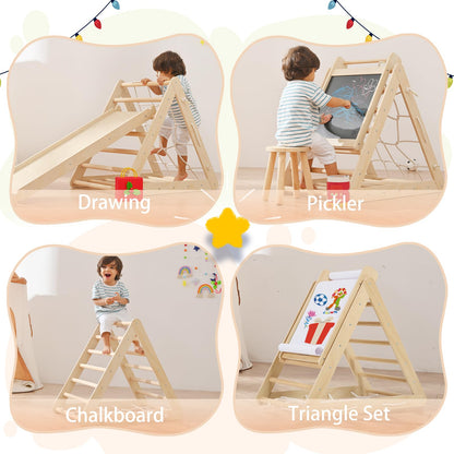 Homman 12-in-1 Toddler Playground - Foldable Kids Climbing Set with Slide, Rock/Net, Monkey Bars, Drawing Board, Swing and Pickler Set
