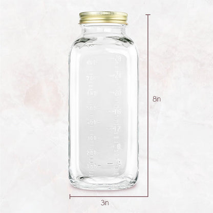 32oz Pack 2 kitchentoolz Large Glass Dairy Bottles for Milk, Yogurt, and More Containers with Measurement Markings