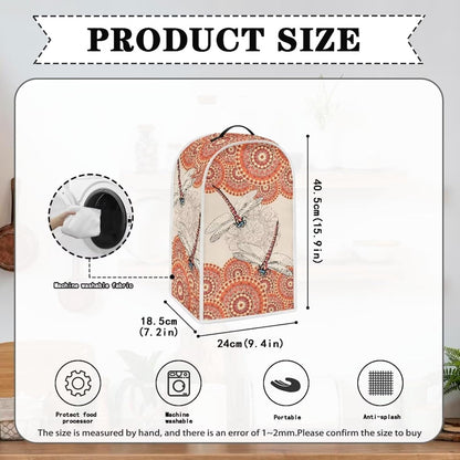 Dragonfly Floral Blender Cover, Orange Mandala Stand Mixer Cover with Top Handle, Personalized Coffee Machine Dust