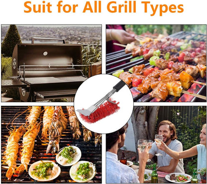 XSUPER 3 in 1 Nylon Grill Brush & Scraper, 18" Barbecue Cleaning Brush for Grill Cooking Grates