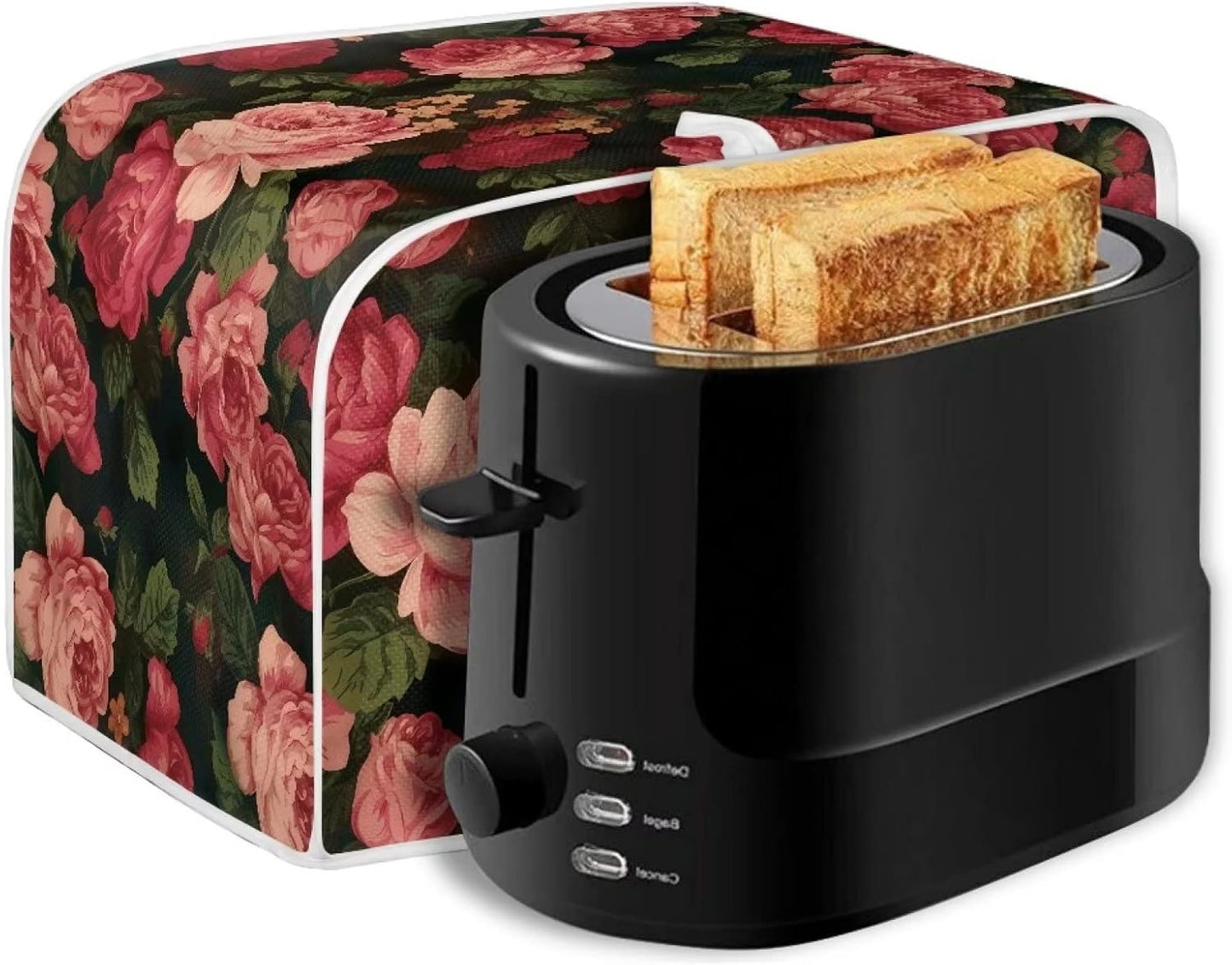 Flower Peony Toaster Cover 4 Slice, Dustproof Bakeware Cover for Small Appliance Decoration Accessories