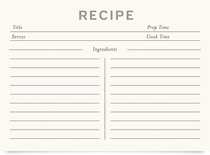 Jot & Mark Recipe Cards 5x7 Inches, Blank Double-Sided, 50 Count (Modern Minimal)