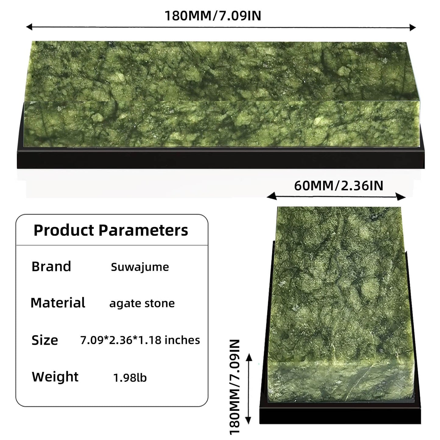 Suwajume Knife Sharpening Stone,10000 Grit Whetstone Final Fine Polishing Natural Green Honing Oilstone for Knives Tools,Cutting Tools 180 * 60 * 30mm (A)