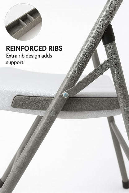 BTEXPERT White Folding Chair Steel Frame Commercial Heavy Duty Foldable Chair Portable HDPE Plastic Seat Event Chair for Indoor Outdoor Wedding Party Picnic Kitchen Dining Church School Set of 12