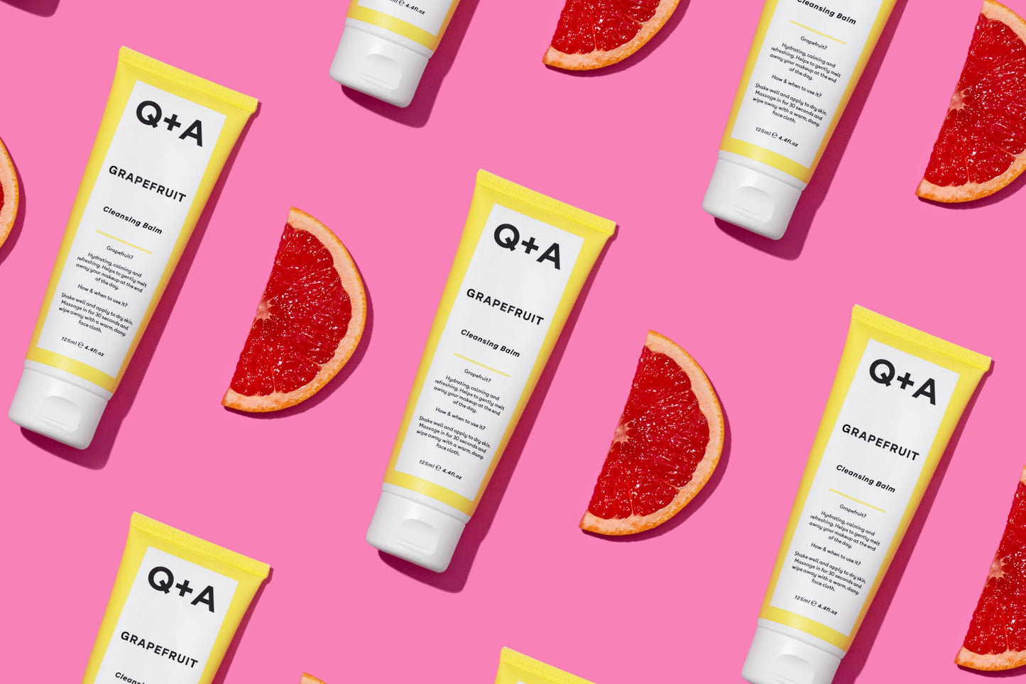 Q+A Grapefruit Cleansing Balm, Makeup Remover 125ml / 4.4fl Oz