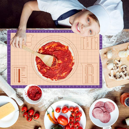 Pastry Baking Mat 28x20 Inch, Silicone Dough Sheet Mat with Measurement, Perfect for Making Pie, Pizza
