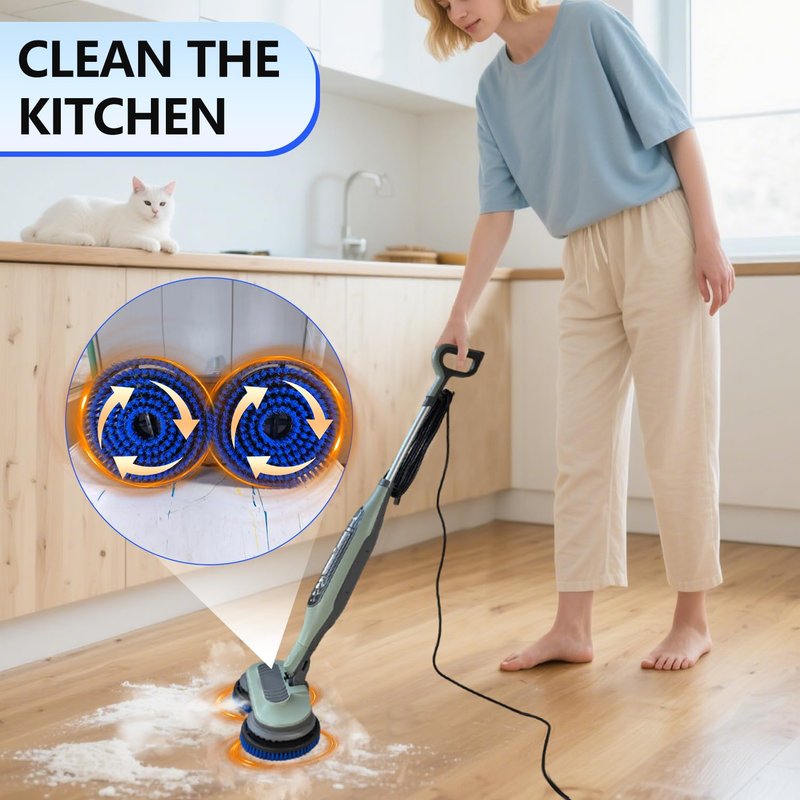 Steam Mop Pads Replacement Brush Head for Shark Steam and Scrub Mop S7000/S7001/S8201/s7201 Series Brush Heads with Nylon Bristles, Deep Clean Hardwood & Tile Floors Grout, Scratch-Free Polish(blue)