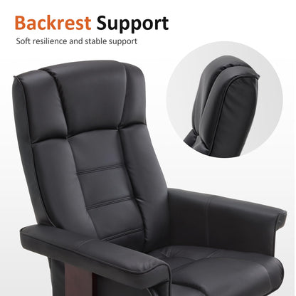 MCombo Manual Swivel Recliner with Ottoman, Chair Ottoman Set for RV Small Spaces, Living Room, Bedroom, Office 9019 4919 (Faux Leather, Black)