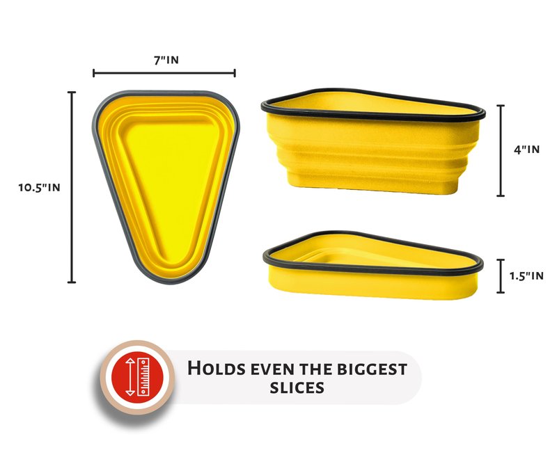 PIZZA PACK The Perfect Reusable Pizza Storage Container with 5 Microwavable Serving Trays - BPA-Free Adjustable Pizza Slice Container to Organize & Save Space, 3 Pack, Yellow