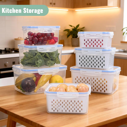 Zmxiabo 3 PCS Fruit Storage Containers for Fridge Food Berry Storage Container Set with Removable Strainer Lid Berries Container for Fridge BPA-Free Plastic Crisper for Long-Term Freshness