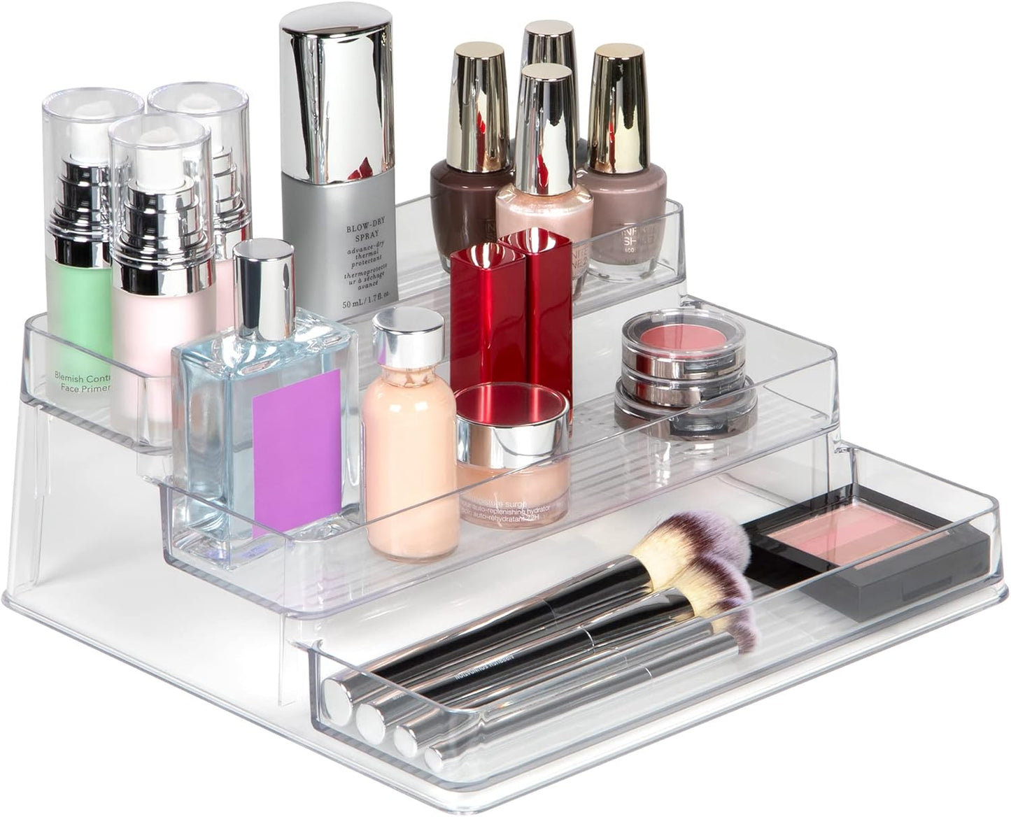 Richards 3 Tier Medicine Cabinet Organizer - Clear Plastic Makeup & Spice Rack for Bathroom Counter, 10" x 4" x 9"