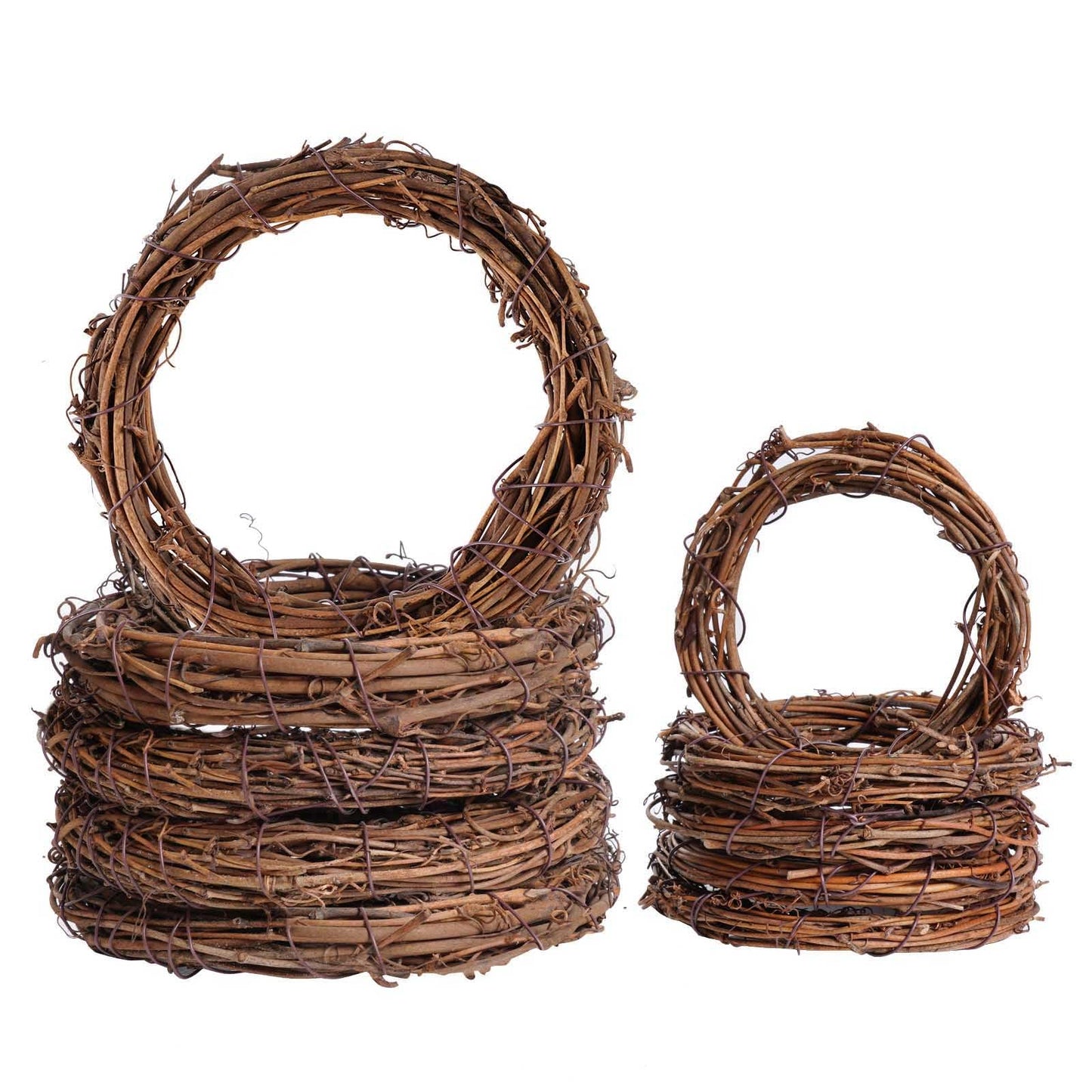 Grapevine Wreath Set, Marrywindix 10 Pieces 2 Sizes Natural Vine Branch Wreath Christmas DIY Rattan Wreath Garland for Christmas Holiday Craft Wedding Decor (4inch & 6inch)