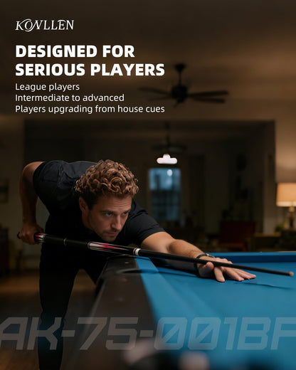 KONLLEN Handcrafted Inlay Carbon Fiber Pool Cue – Low Deflection Performance Billiard Cue