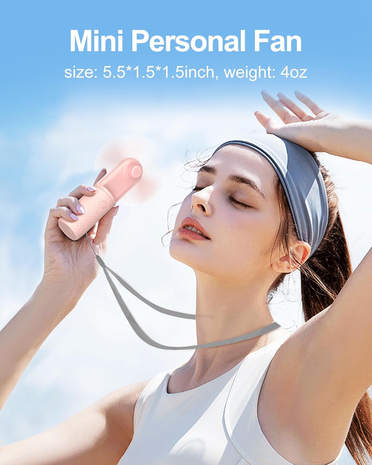 Mini Handheld Fan, Powerful USB Rechargeable Fan, Battery Operated Makeup Fan for Travel, Beach, 10-15.5H Working, Pink