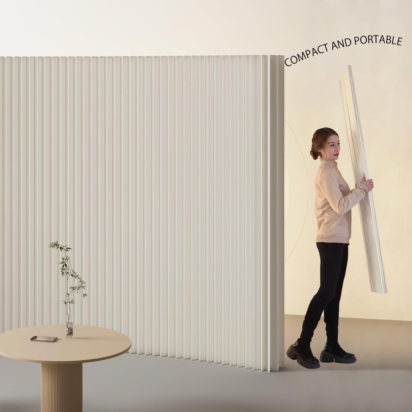 Paper Room Divider, Folding Privacy Screen Lightweight Stretchable Accordion Room Divider Wall, Portable Paper Wall Divide for Home, Office, Clothing Shop (White, L：158in x W: 17in x H：95in)